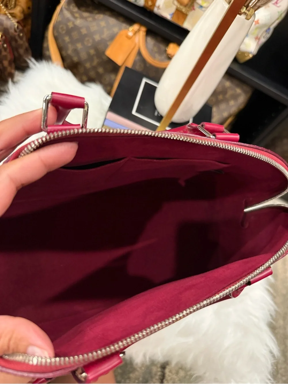 Louis Vuitton Fuchsia Epi Alma Satchel